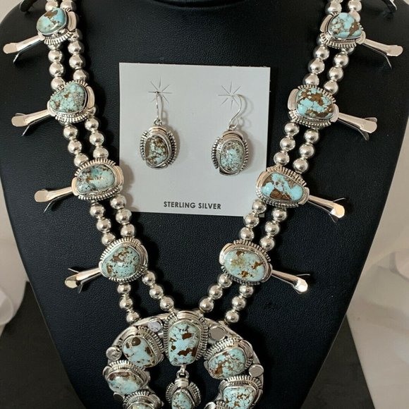 Dry Creek Turquoise Sterling Squash Necklace - Picture 2 of 12